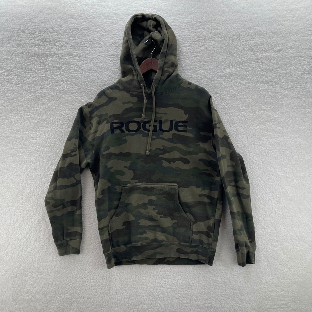 Rogue Fitness Hoodie Men M Green Camo Sweatshirt Gym Training Workout Pump Cover